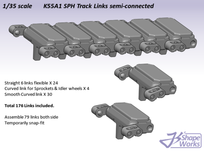 1/35 K55A1 SPH Track Links semi-connected  3d printed 