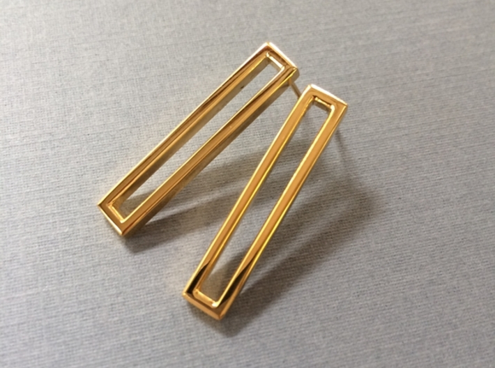 Long Geometric Post Earrings - Minimalist Design 3d printed Gorgeous Minimalist Earrings 18K Gold plating
