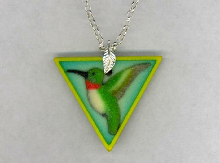 Hummingbird Pendant 3d printed Printed with Full Color Sandstone. Necklace not included.