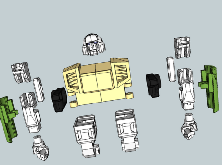 &quot;MtMtE&quot; Strong Stumpy Robot Parts 3d printed Coloured Render