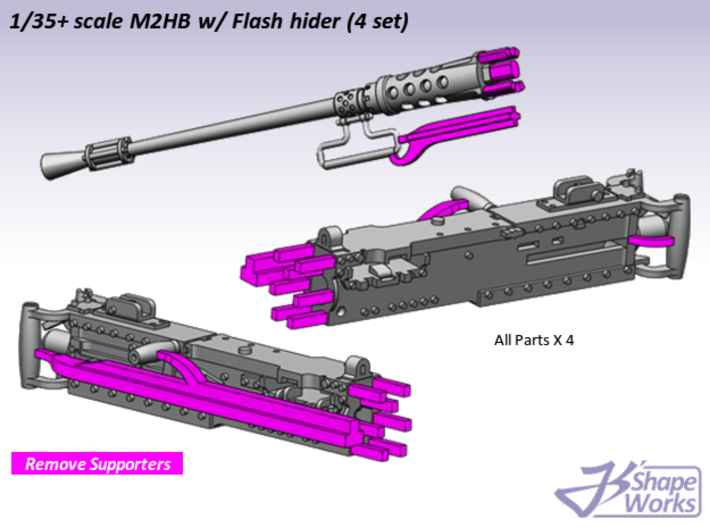 1/35+ M2HB w/ Flash hider (4 set) 3d printed