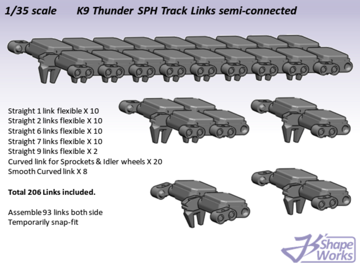 1/35 K9 Thunder SPH Track Links semi-connected 3d printed