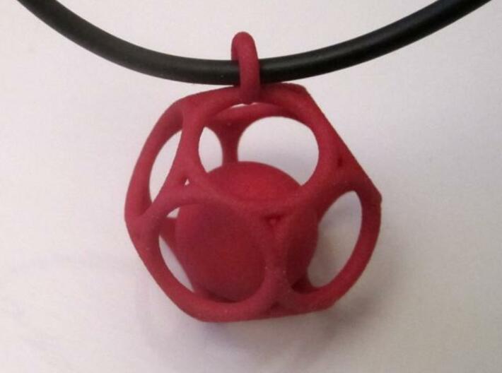 Dod Pendant with ball 3d printed Red Strong &amp; Flexible (necklace not included)