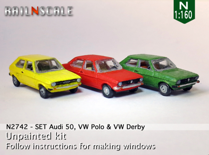 SET Audi 50, VW Polo &amp; VW Derby (N 1:160) 3d printed