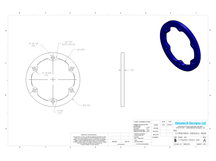 1.9,  6 Spoke Bead Lock Wheel- High Offset - TRX-4 3d printed 
