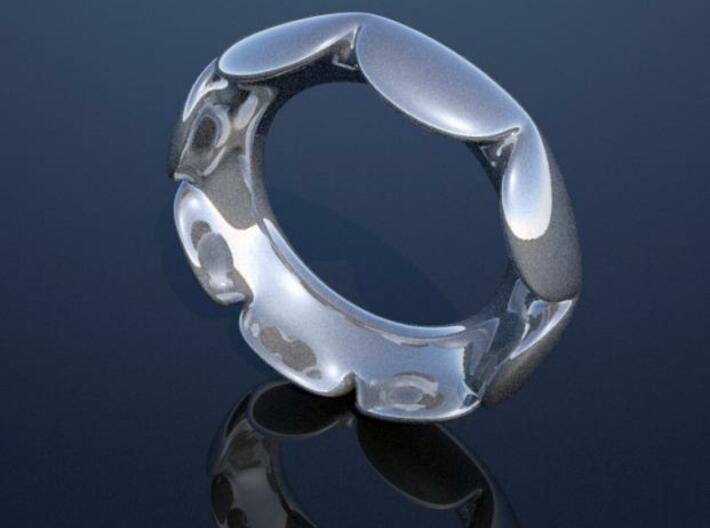 Flower Ring - Size 6.5 3d printed Rendered in Silver