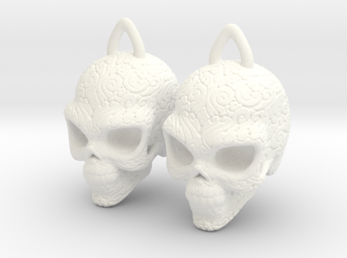 Day of the Dead Earrings 2.5cm 3d printed