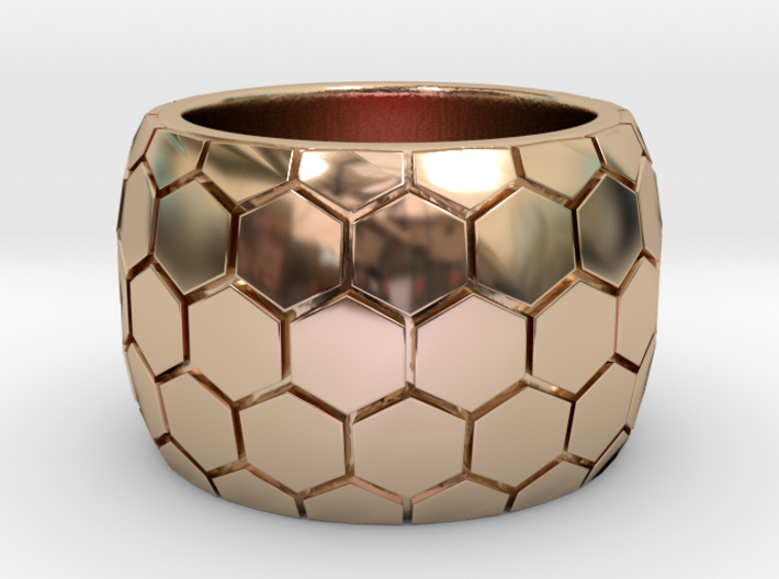 Hexagon patterned ring  3d printed 