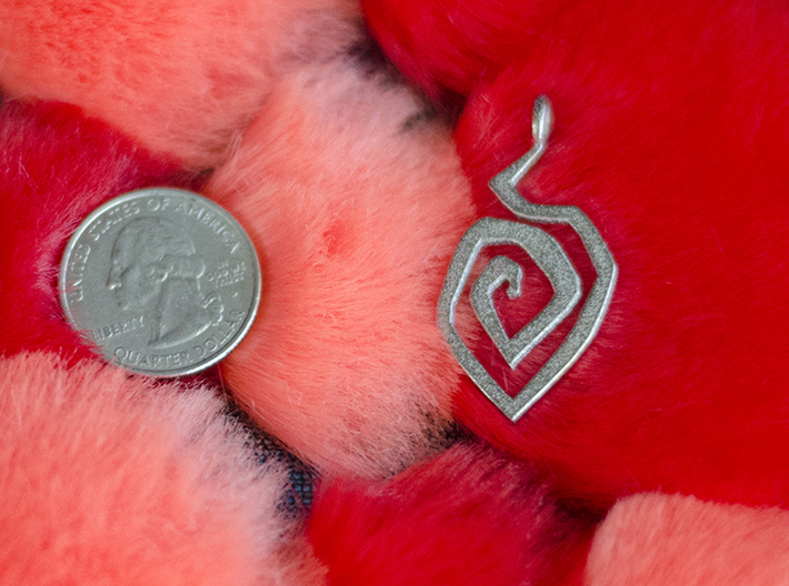 Fire swirl pendant 3d printed size comparison