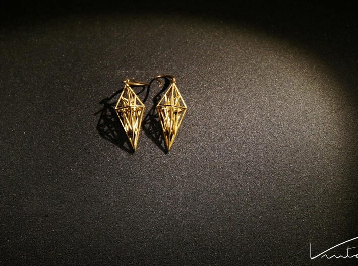 geosharp earrings 3d printed Raw brass