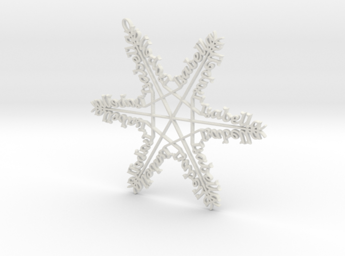 Isabella snowflake ornament 3d printed 