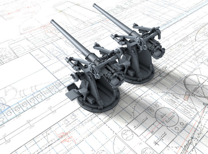 1/192 12-pdr 3"/45 (76.2 cm) 20cwt Guns x2 3d printed 3d render showing product detail