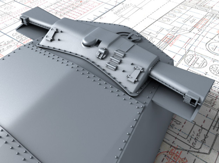 1/700 15" MKI* QE Class Guns w. Blast Bags x4 3d printed 3d render showing B Turret Rangefinder