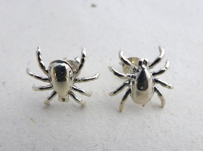 Tick Earrings - Nature Jewelry 3d printed Tick earrings in sterling silver