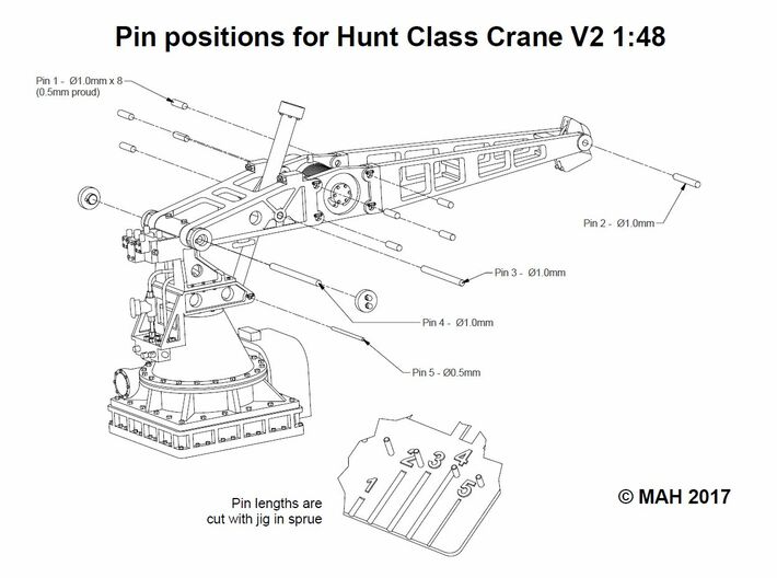 1 x Hunt Class Lower deck Crane Open Frame 1/48 3d printed