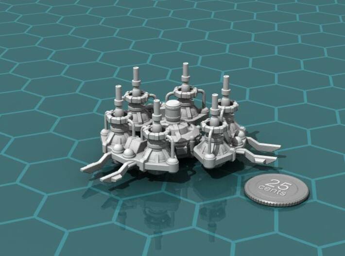 Refining Station 3d printed Render of the model, with a virtual quarter for scale.