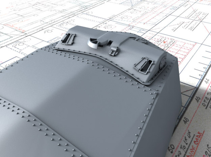 1/350 MKI* HMS Renown Guns 1942 w. Blast Bags 3d printed 3d render showing A Turret Rangefinder