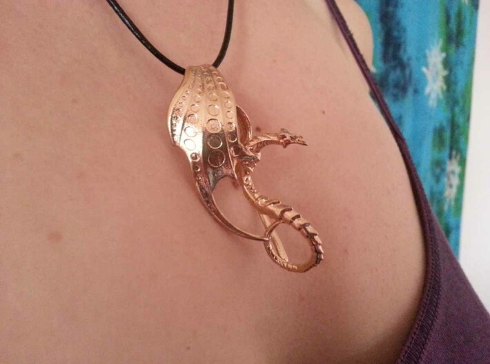 LUX DRACONIS Pendant 3  3d printed LUX DRACONIS dragon Pendant - 3D printed in brass