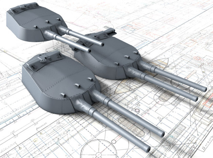 1/700 MKI* HMS Renown Guns 1924 with Blast Bags 3d printed 1/700 MKI* HMS Renown Guns 1924 with Blast Bags