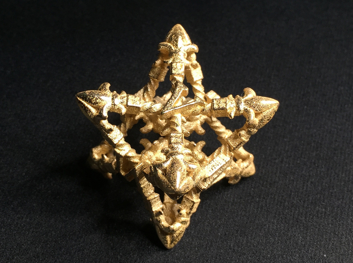Wrought Iron D6 3d printed Small Gold Steel