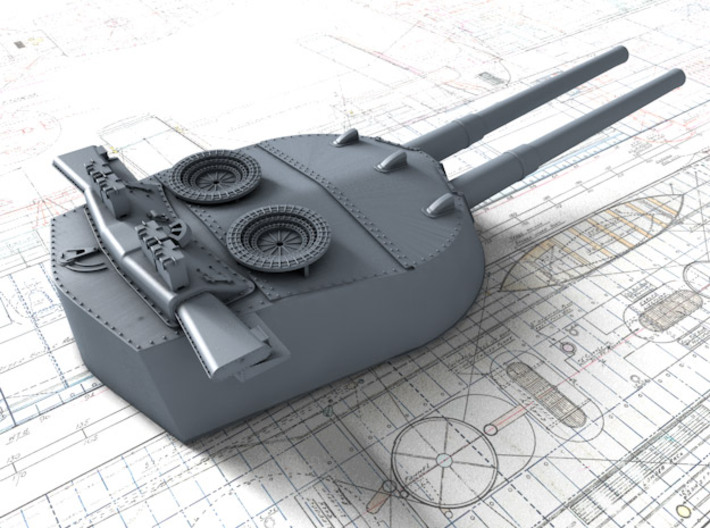 1/600 MKI* HMS Repulse Guns 1941 3d printed 3d render showing Y Turret detail