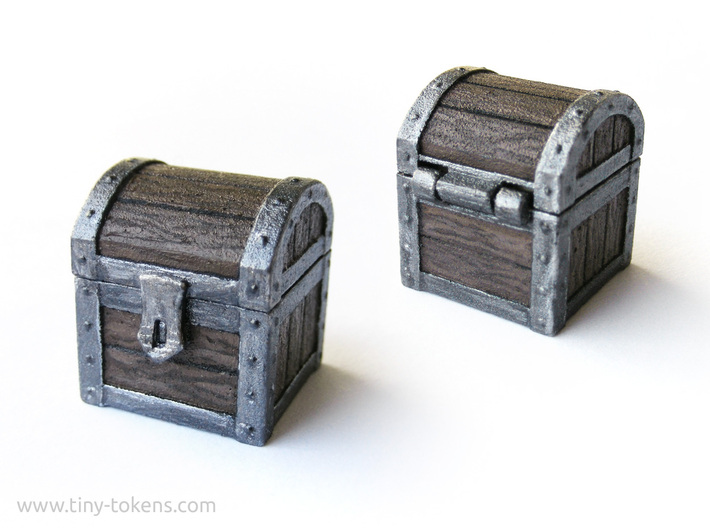 MTG Treasure Chest Token (16 mm dice chest) 3d printed Hand painted White Strong & Flexible 