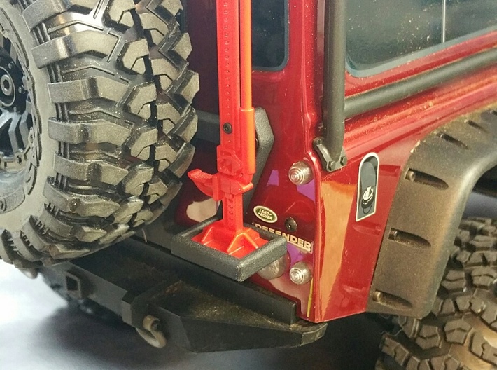 TRX-4, Rear Mounting Rack - Tire, Gas Cans, & Jack 3d printed 