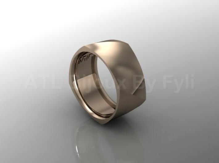 Band with Twisted Cushion Shape. 3d printed Wide band with twist - rose gold