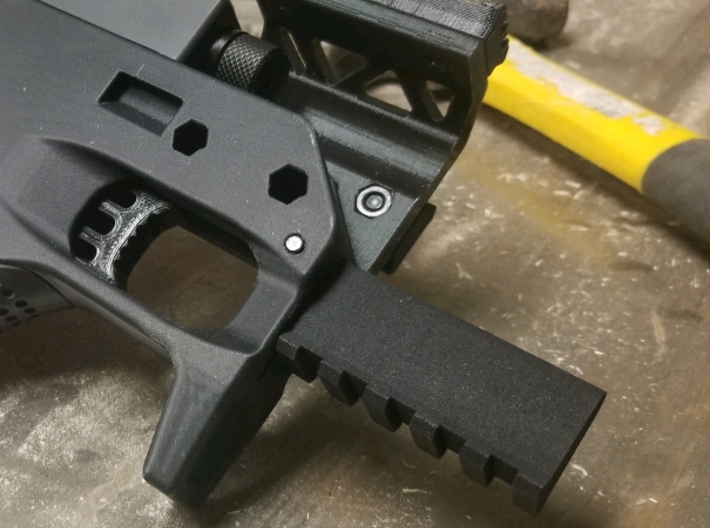 SRU PDW Front Rail Mod 3d printed Printed and fitted! Mine dropped right in, the pin just needed some coaxing with a hammer, but it couldn't be any more solid. Because the stock itself is printed, your mileage may vary.