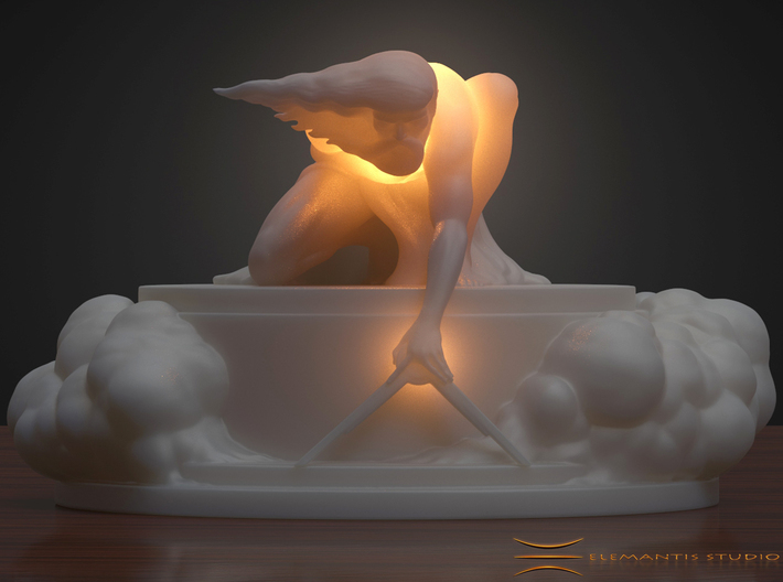The Ancient of Days Lamp Statuette 3d printed White Plastic with LED lamp example (lights not included/ Stand sold separately see links below)