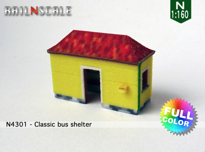 Classic bus shelter (N 1:160) 3d printed 