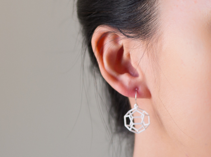 Dodecahedron Earrings 3d printed