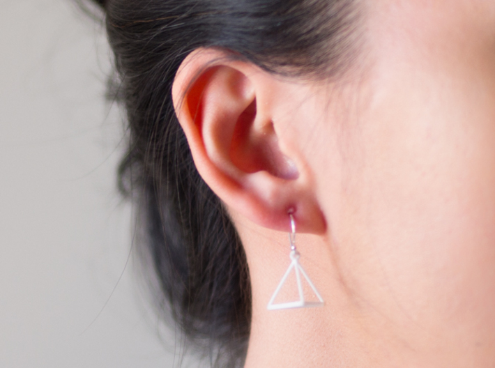 Tetrahedron Earrings 3d printed