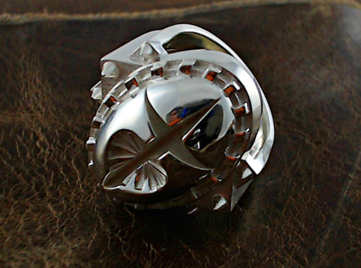 Heart and Dagger Ring - Size 9 1/2 (19.35 mm) 3d printed Polished Silver - See sizing advice!