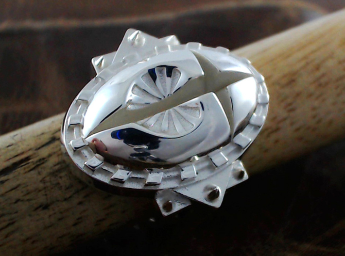 Heart and Dagger Ring - Size 9 1/2 (19.35 mm) 3d printed Polished Silver - See sizing advice!