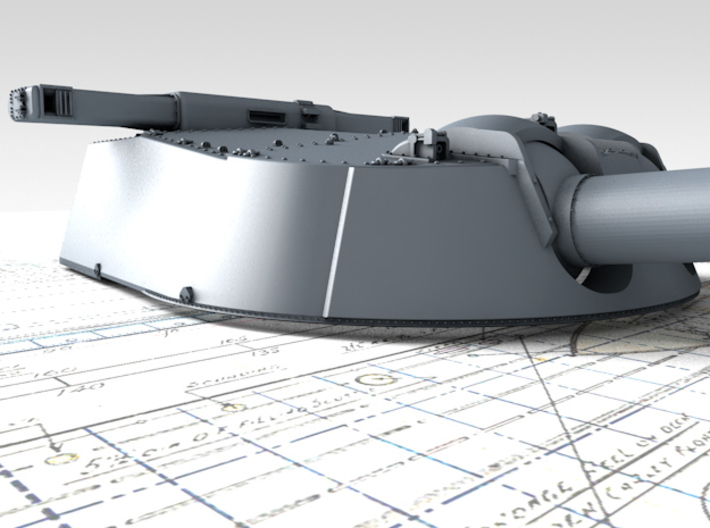 1/700 HMS Vanguard MKI* 15" Guns 3d printed 3d render showing X Turret detail