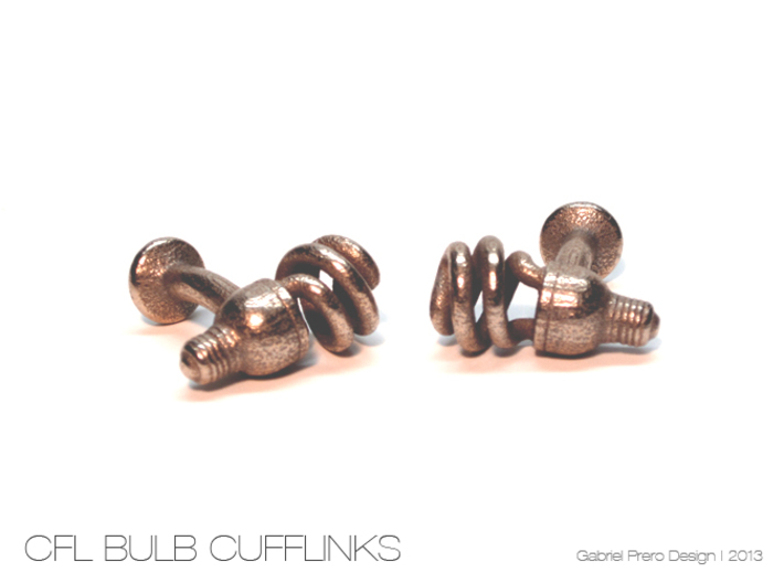 CFL Bulb Cufflinks 3d printed
