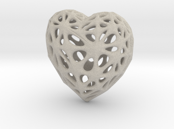 Voronoi Heart (Sandstone) 3d printed