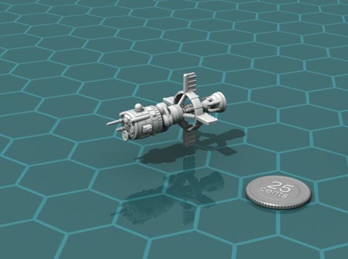 Earther Patrol Cruiser 3d printed Render of the model, with a virtual quarter for scale.