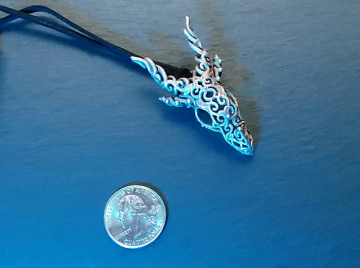 Dragon of Swirls 3d printed With a US quarter for scale