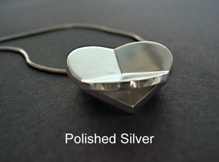 HIDDEN HEARTS PENDANT SOLID 3d printed Polished Silver