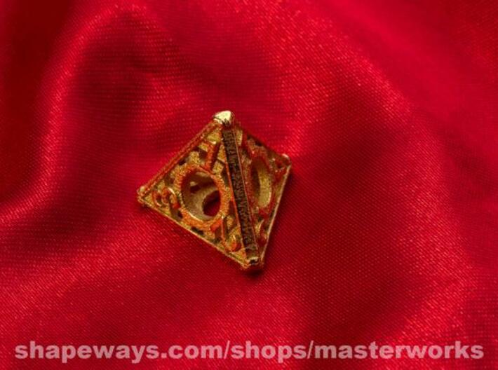 Steampunk d4 3d printed Gold Plated Glossy