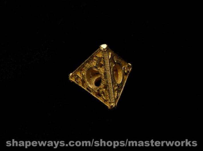 Steampunk d4 3d printed Gold Plated Glossy
