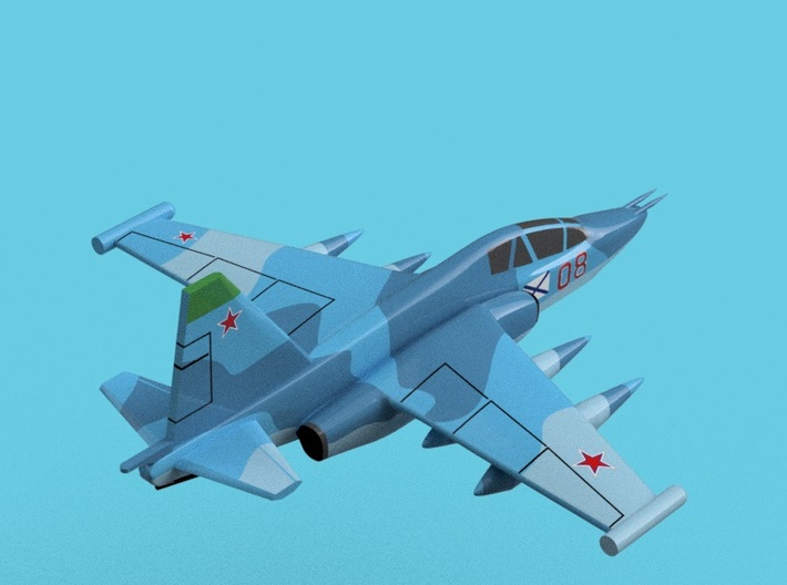 1/1800 Russian Navy aircraft set No.1 3d printed Su-25UGT.Computer software render.The actual model is not full color. Not exactly same for 1/1800 model. 