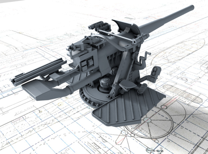 1/72 4.7"/45 (12cm) QF Mark IX CPXVII Guns x4 3d printed 3d render showing product detail
