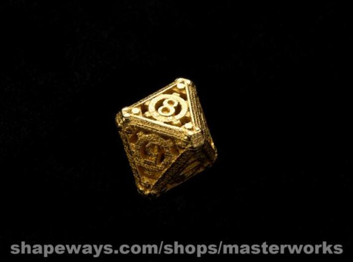 Steampunk d8 3d printed Gold Plated Glossy