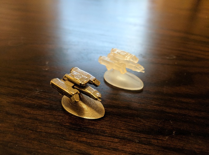 Merchant of Venus Game Piece: Nostromo 3d printed Stainless Steel and Frosted Extreme Detail