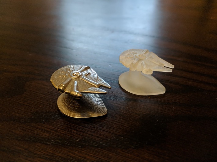 Merchant of Venus Game Piece: SW M. Falcon 3d printed Stainless Steel and Frosted Extreme Detail
