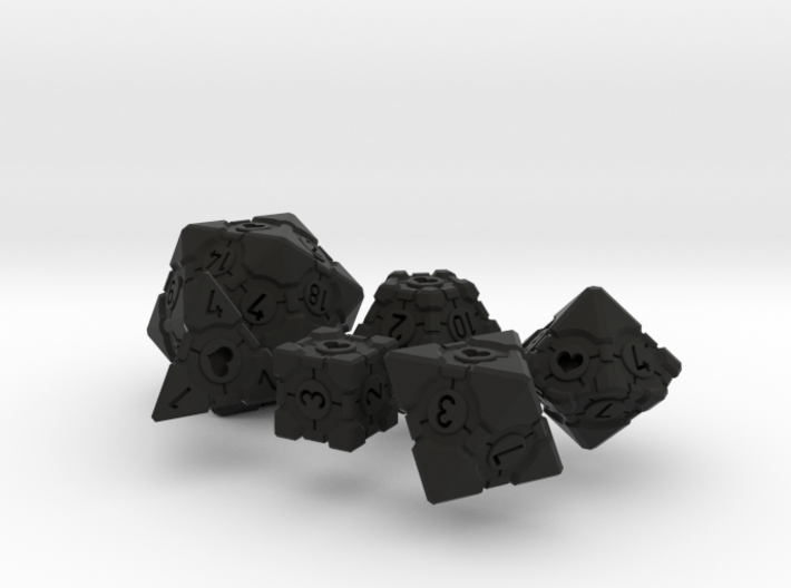 Companion Cube Polyhedral 6 Dice Set 3d printed