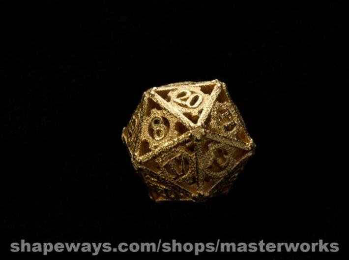 Steampunk D20 3d printed Gold Plated Glossy